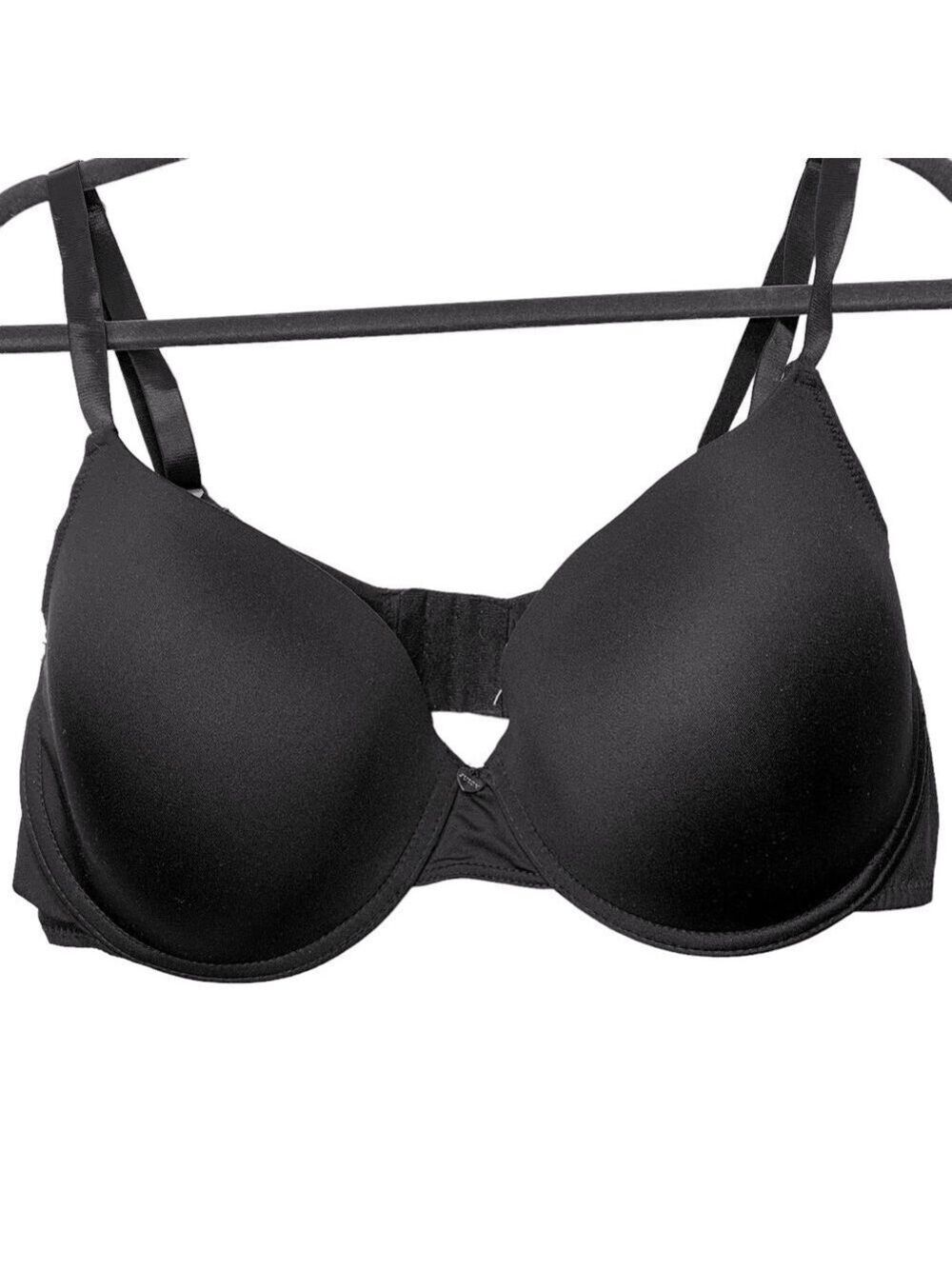 Juicy Couture Intimates Black Padded Push Up Bra Gold Metal Heart Sz 42D